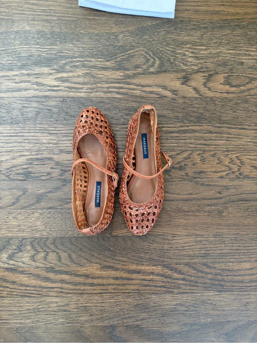 Margaux Woven Mary Jane Flats in Rust